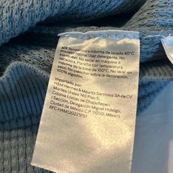 NWT H&M Waffle Knit Sweater in Cotton Blue Melange Size 7 - Picture 6 of 7